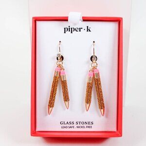 Piper K Pencil Earrings - NEW in Box